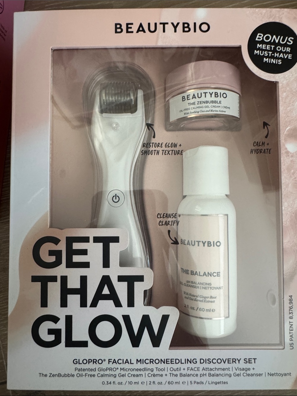 BeautyBio Get That Glow Microneedling Set — Pink